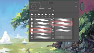 Carving shapes with brushes for focal points