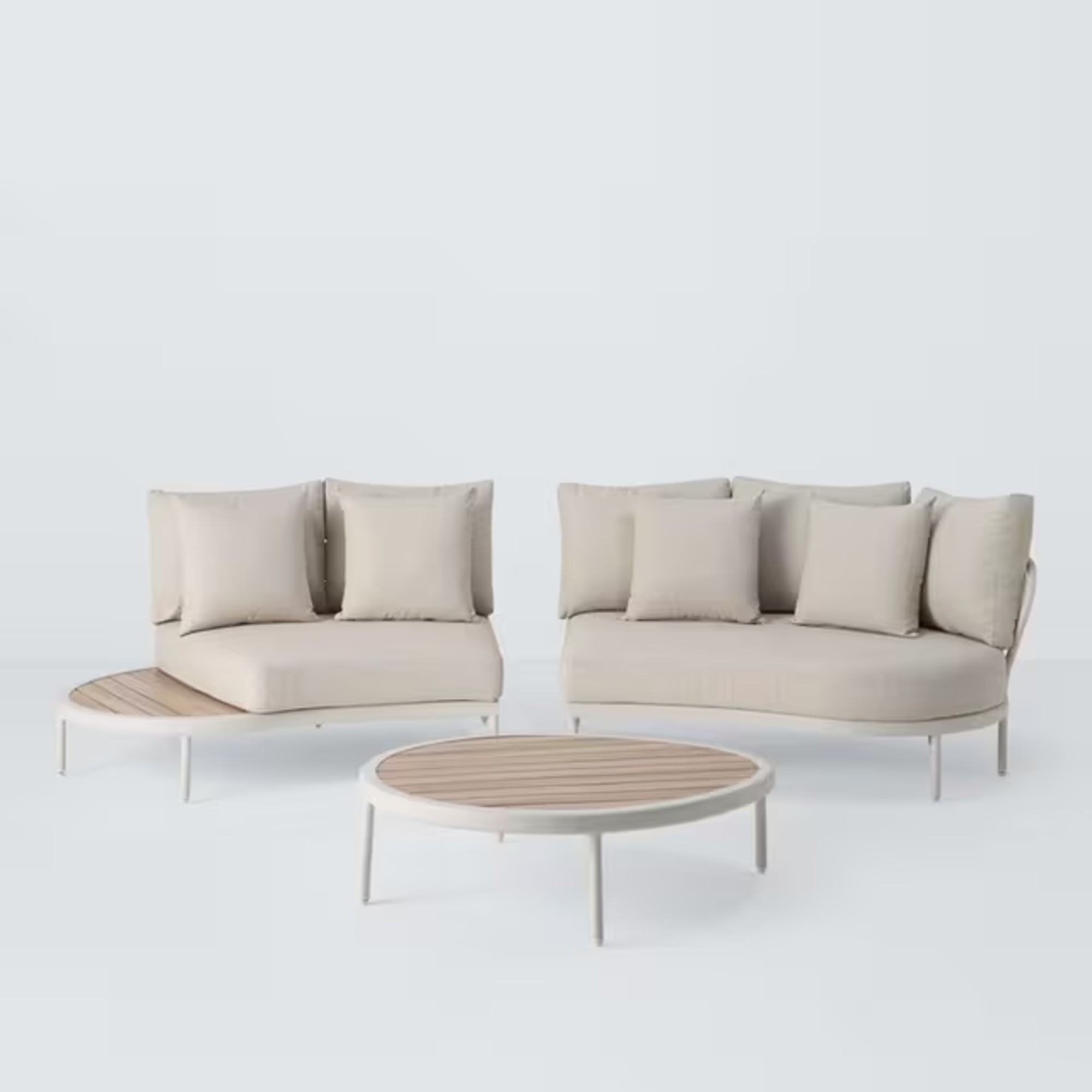 John Lewis Lozenge 4-Seater Modular Curved Garden Sofa & Coffee Table Set, Cream