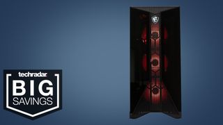 An MSI gaming PC against a blue background.