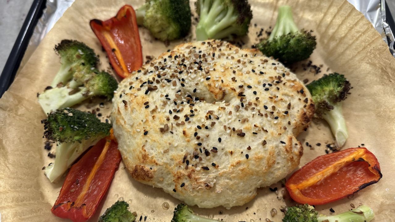 Bagels made in Ninja French Door Air Fryer and Countertop Oven