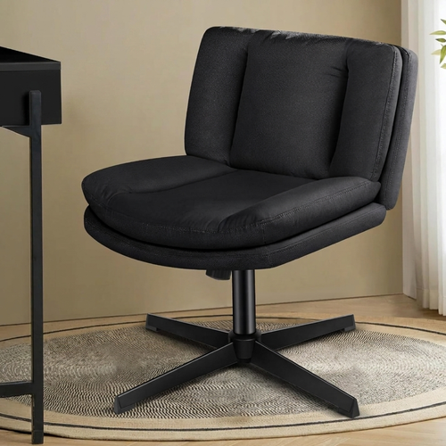 Criss Cross Office Chair with Linen Upholstery (No Wheels)