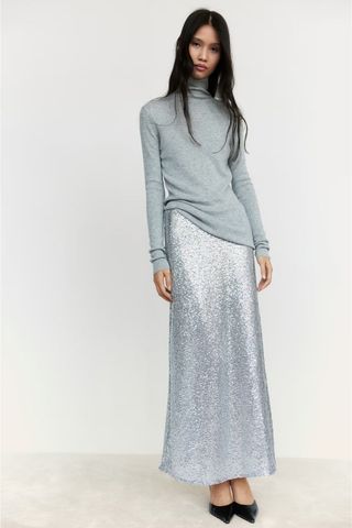 H&M Sequined Maxi Skirt