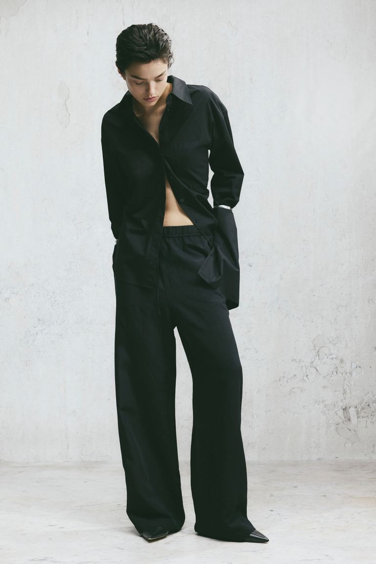 Linen-Blend Pull-On Trousers