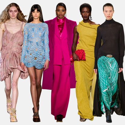 collage of pantone color trends on the fall 2026 runways 