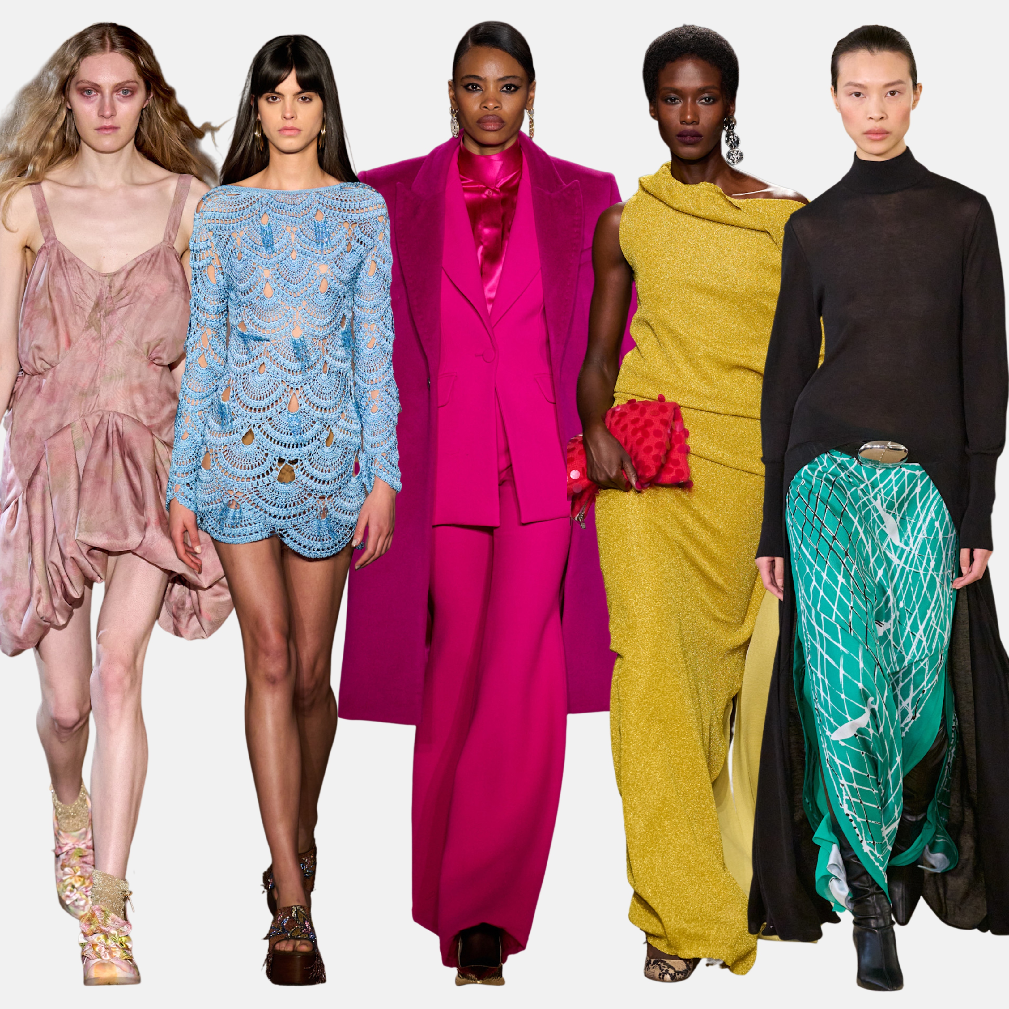 collage of pantone color trends on the fall 2026 runways 