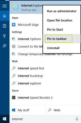 select pin to taskbar