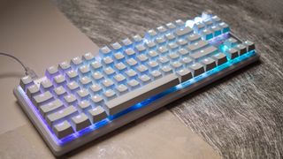 Corsair K70 Pro TKL profile view showcasing RGB lighting