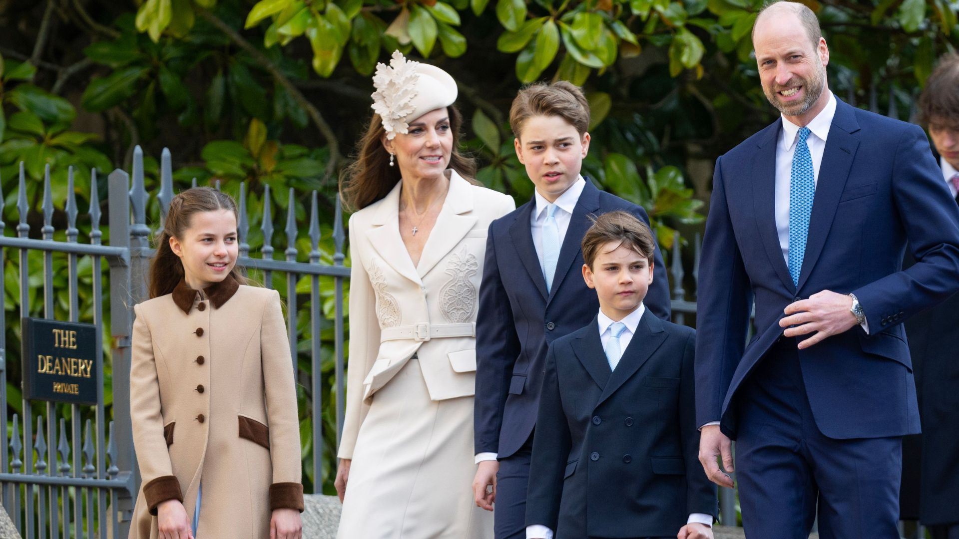 Prince William, Prince George, Princess Charlotte, Prince Louis and Catherine, Princess Of Wales attend the Easter Sunday Church at Windsor Castle, April 6, 2026