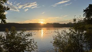 Sunrise over a reservoir