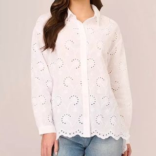 Adrianna Papell Eyelet Broderie Shirt