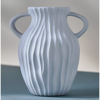 pale blue vase with grooves 