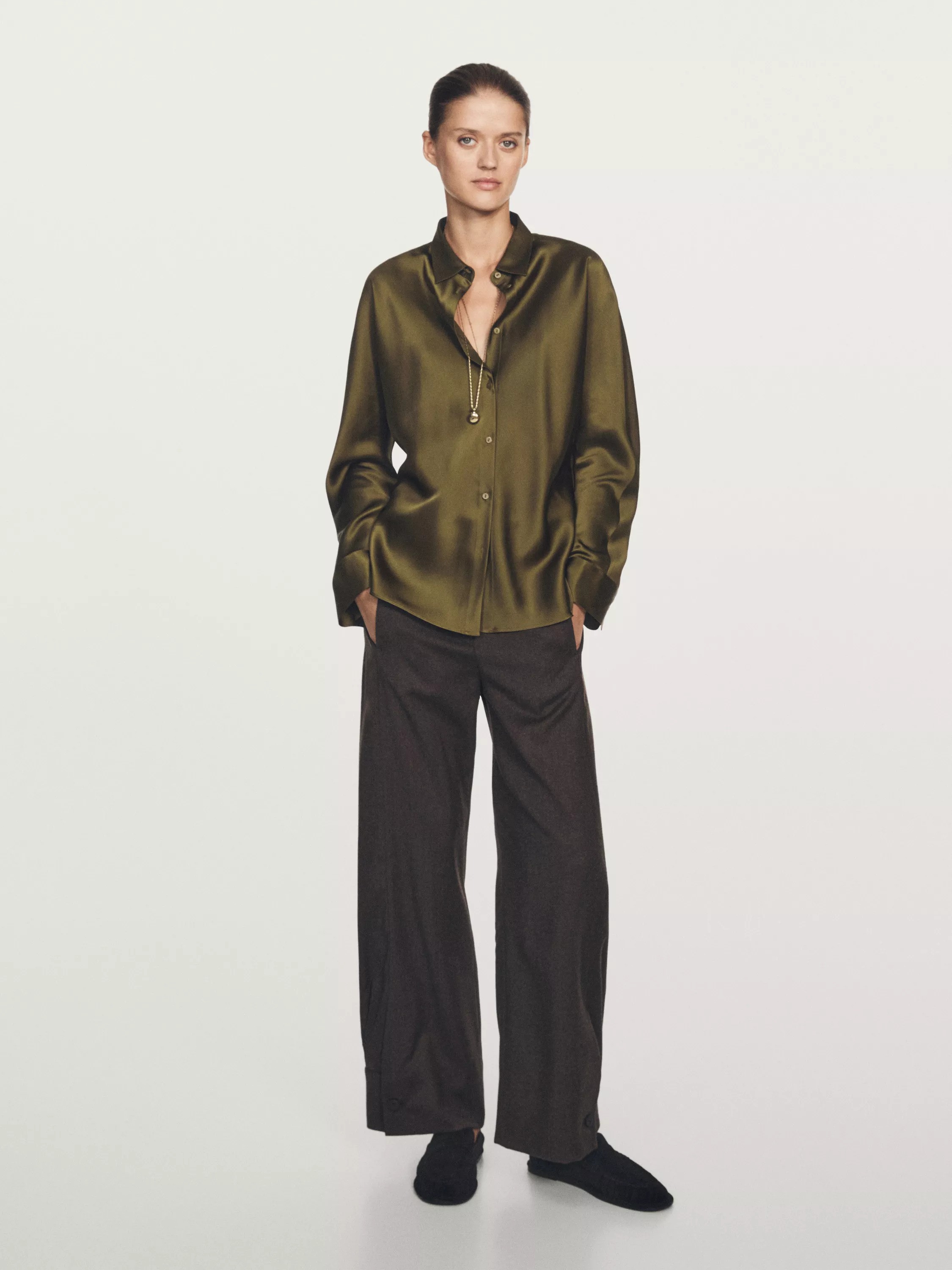 Satin Shirt With Batwing Sleeves