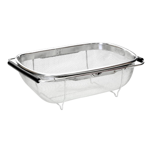 Premier Housewares Kitchen Sink Strainer Wire Mesh Over Sink Colander Rice Strainer Sink Strainer Basket Large Sieve Dimensions (h X W X D): 11 X 30 X 19 Cm, Silver