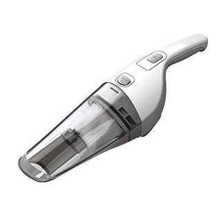 A white and grey Black+decker Handheld Vacuum