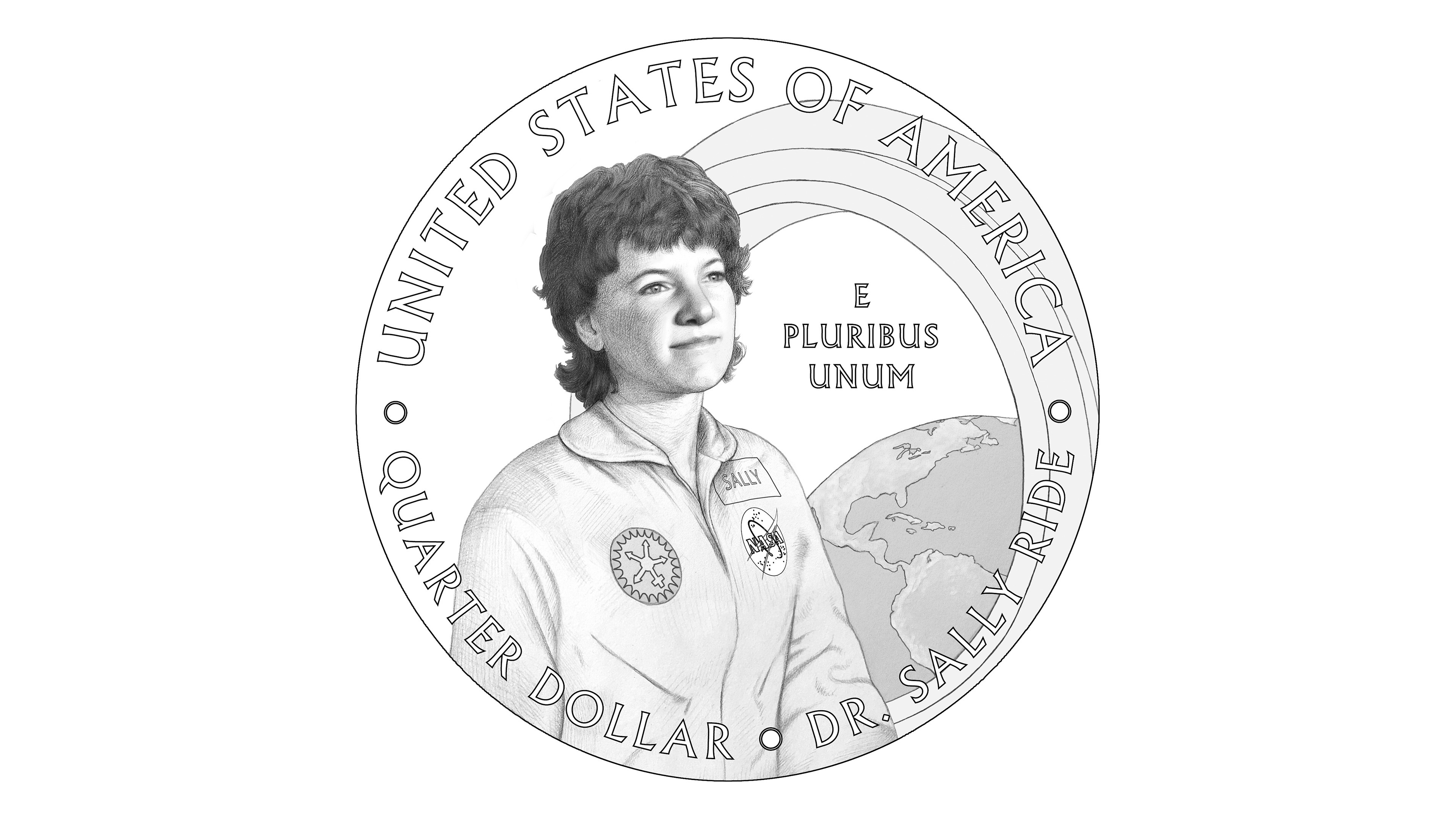 Quarter design featuring Sally Ride