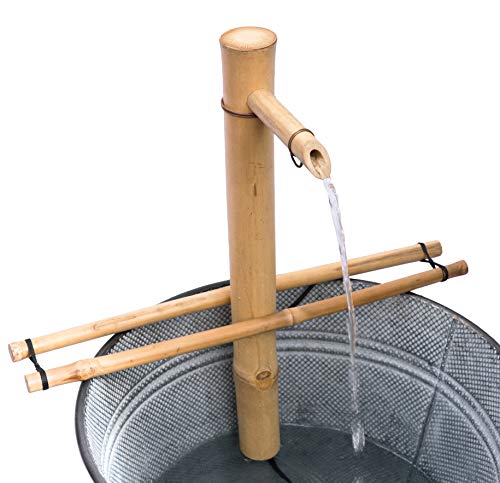 Bamboo Accents 18" Adjustable Bamboo Fountain Kit With Pump &amp;ndash; Large Zen Water Feature for Bowls, Basins, Ponds &amp;amp; Backyard Gardens, Indoor/outdoor (container Not Included)
