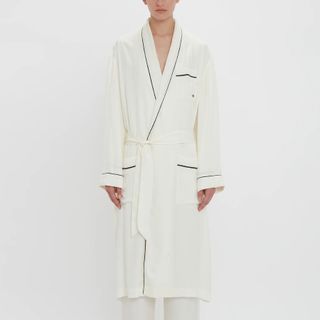 Victoria Beckham Pyjama Robe in Ivory Monogram