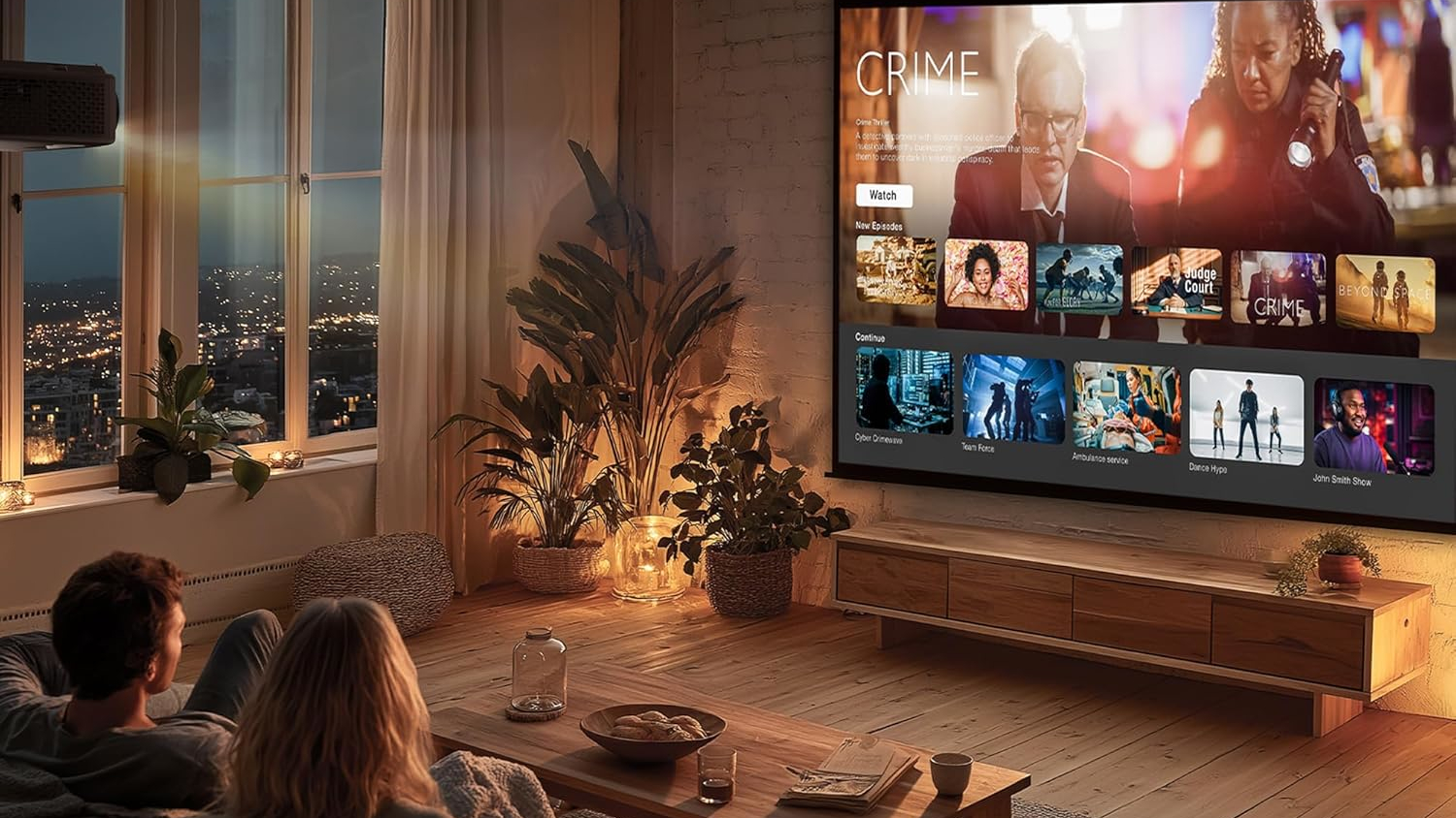 The Optoma UHZ36 in a living room