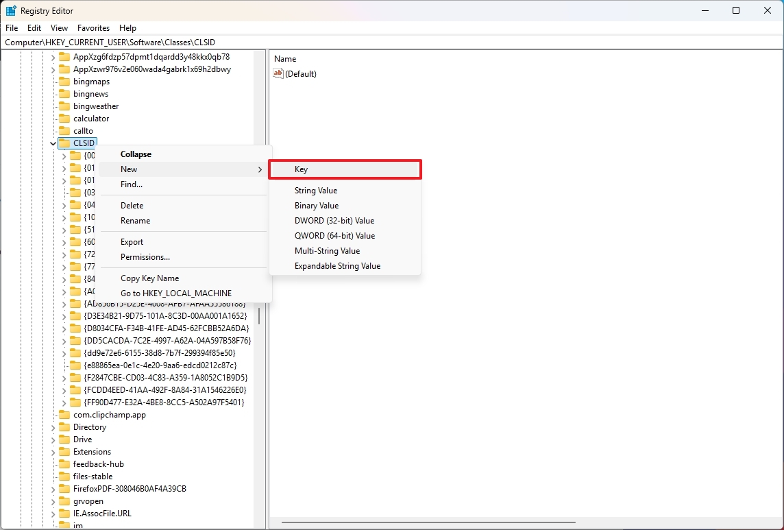 Registry create the edcd0212c87c key