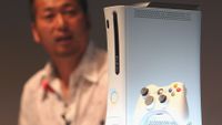 Microsoft's Xbox 360 game console is introduced during a press preview on May 13, 2005 in Tokyo, Japan.