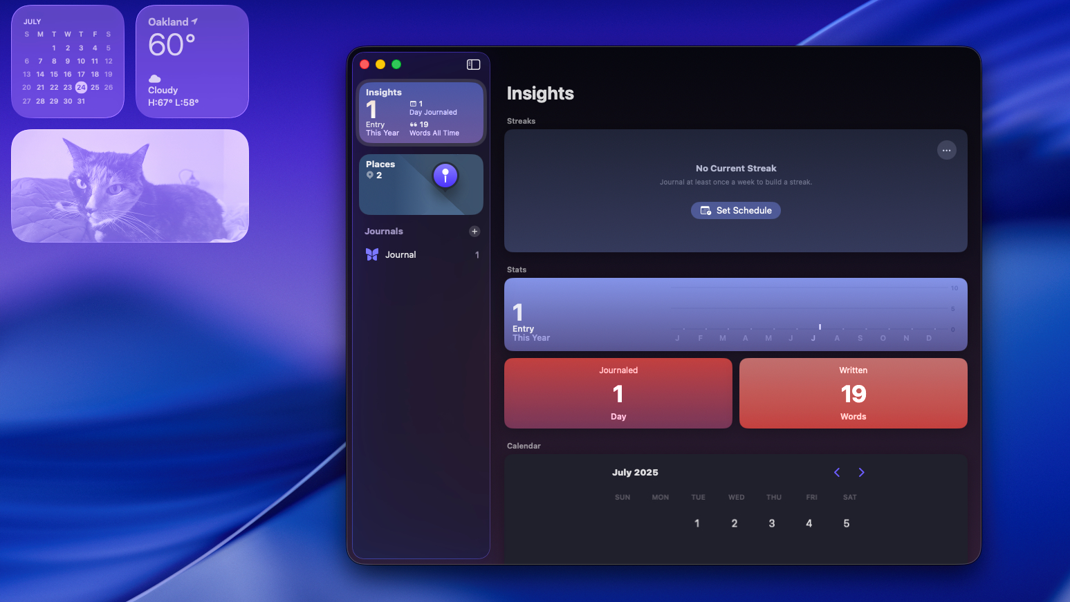 Journal app on macOS Tahoe