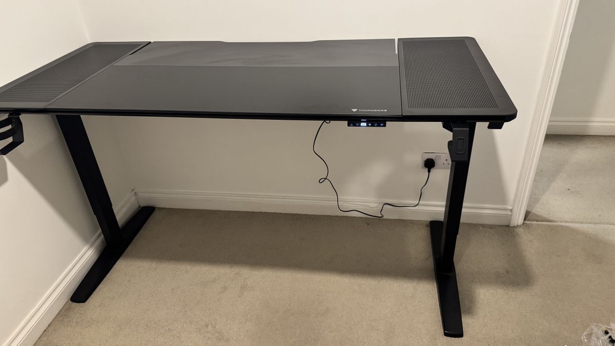 Thunder X3 Lab-X gaming desk in a living room