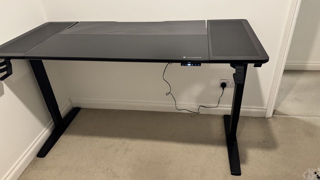 Thunder X3 Lab-X gaming desk in a living room