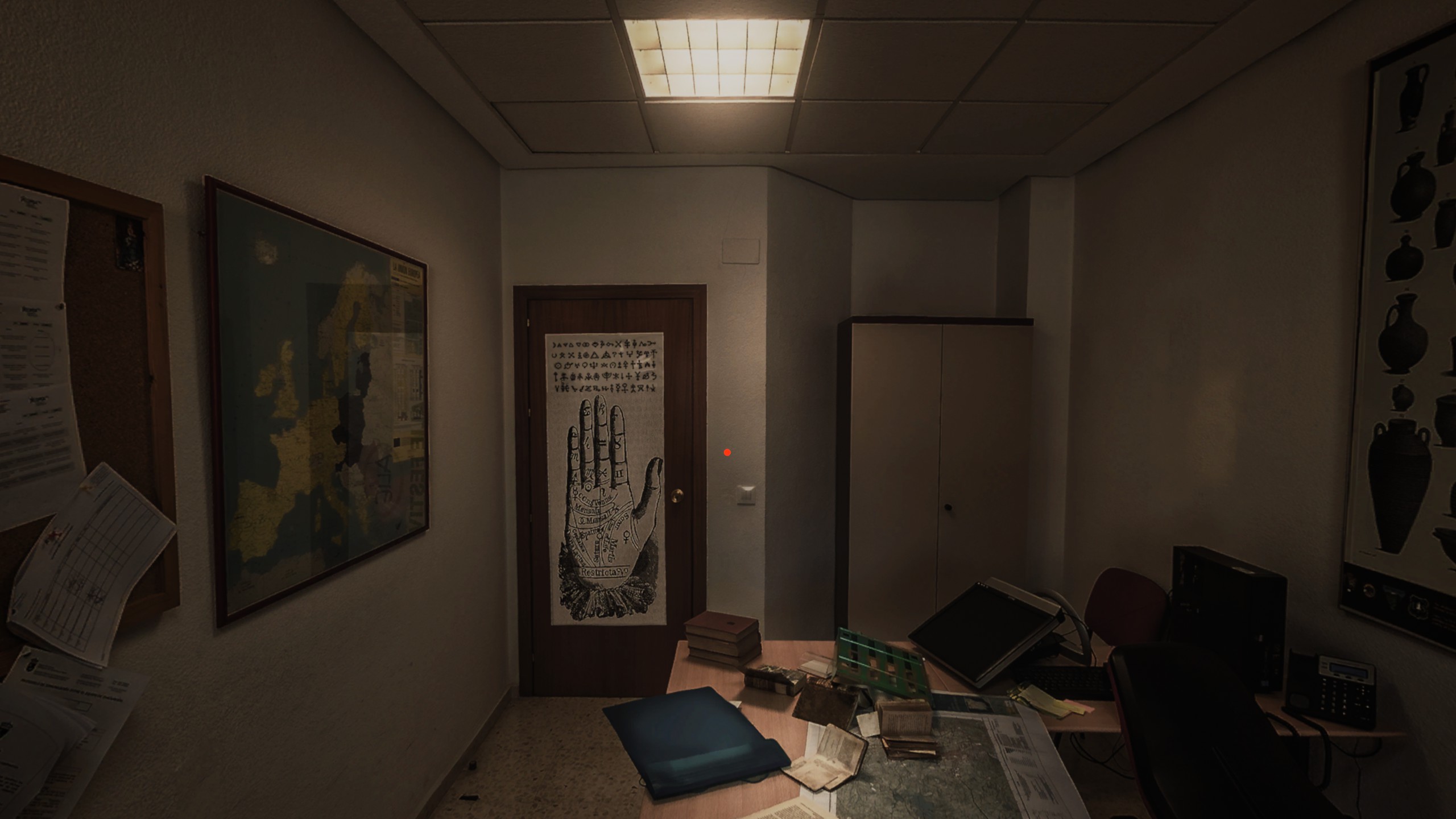 the inside of a college occultist's office