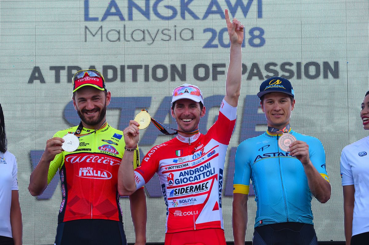 The top three on stage 7 of the Tour de Langkawi