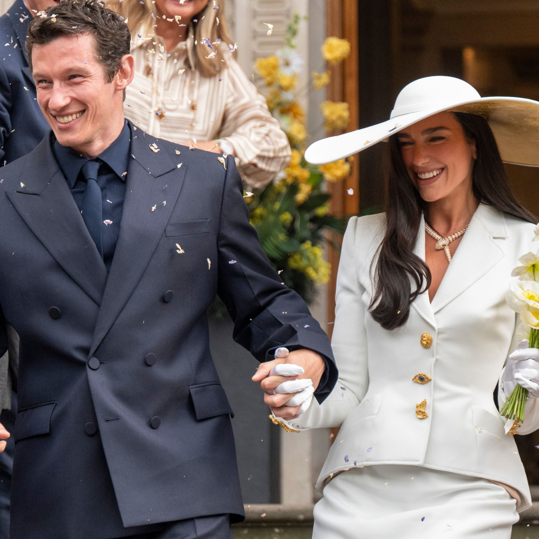 Dua Lipa wore a custom Schiaparelli skirt set to her wedding, inspired by Bianca Jagger