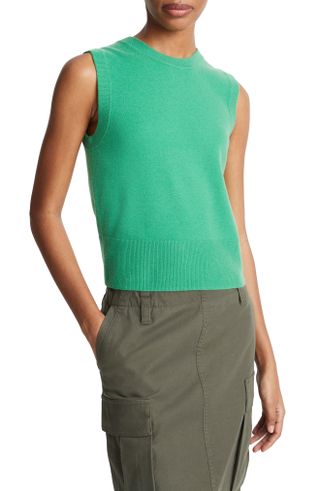 Sleeveless Wool & Cashmere Blend Sweater