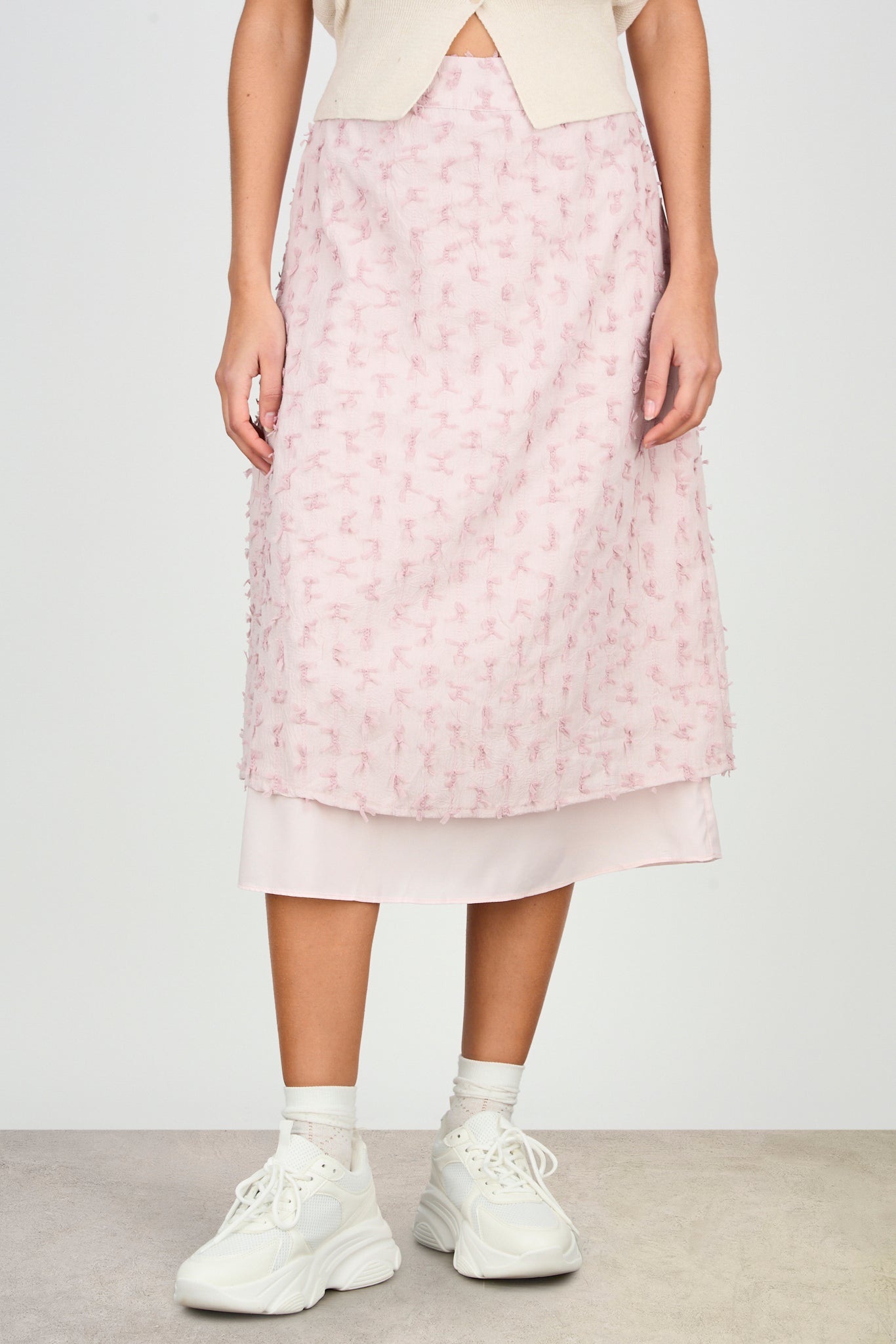 Pink on Pink Ribbon Motif Skirt - S/m
