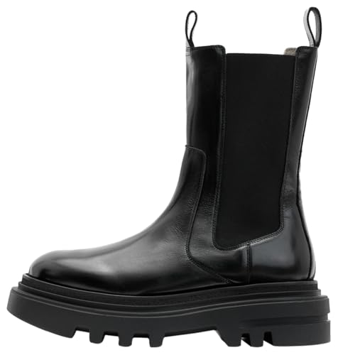 Allsaints Women&#039;s Alex Mid Calf Boot, Black Shine, 7