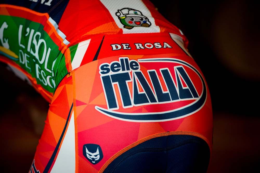 Selle Italia has the rear of the shorts area on the 2017 Nippo-Vini Fantini shorts
