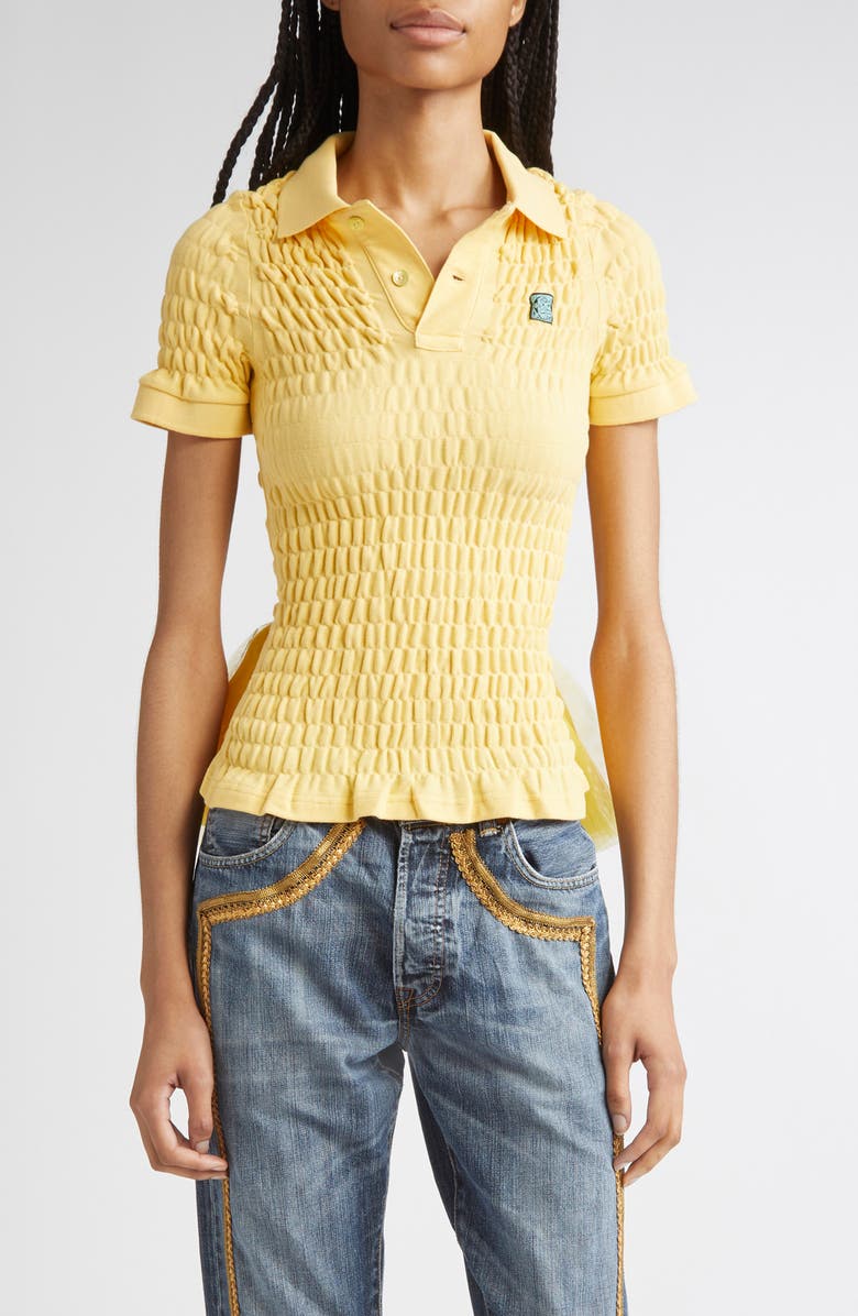 Shirred Organic Cotton Piqué Bustle Polo