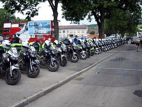 Lots of support motorcycles are ready to go