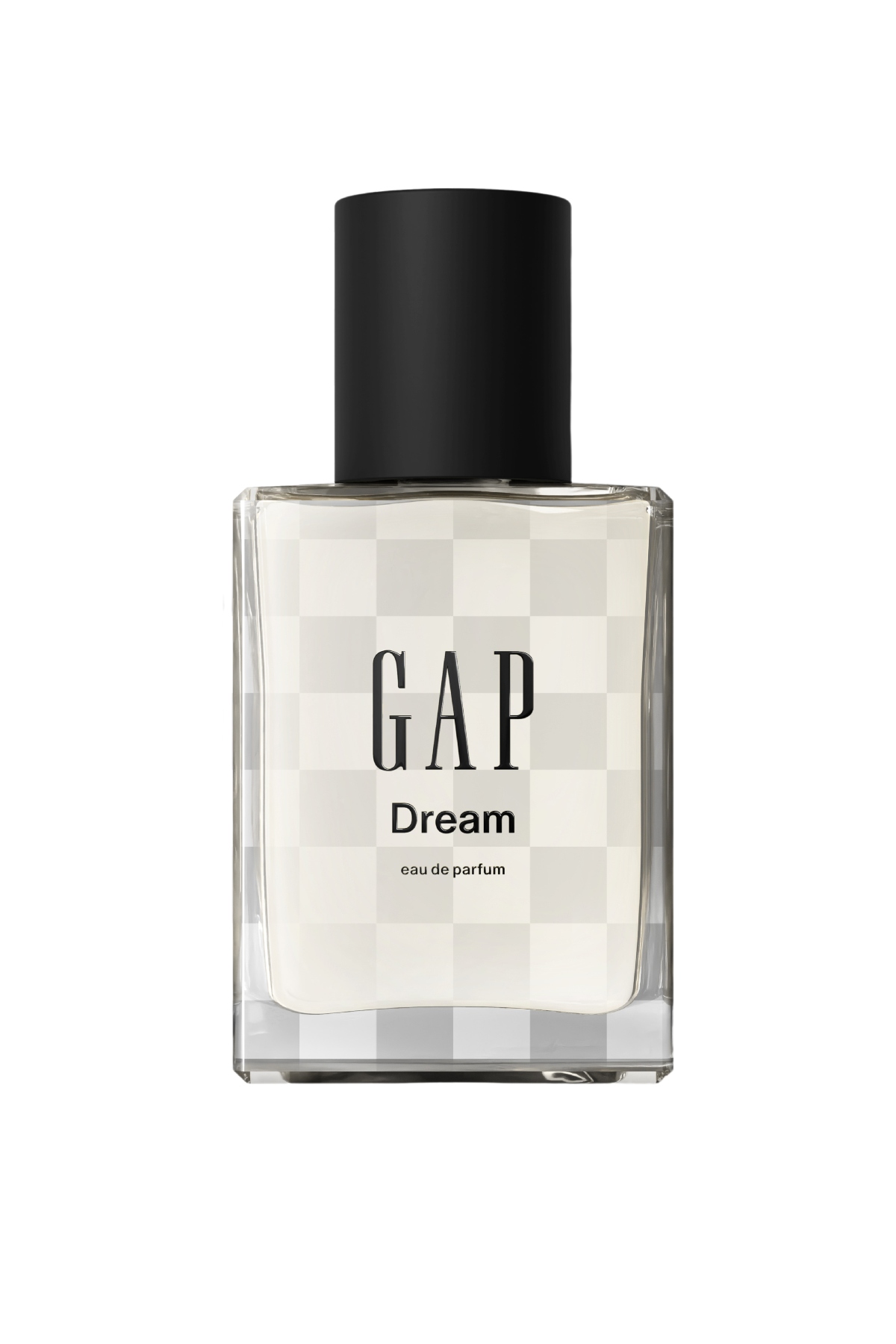 a clear glass bottle of Gap Dream perfume