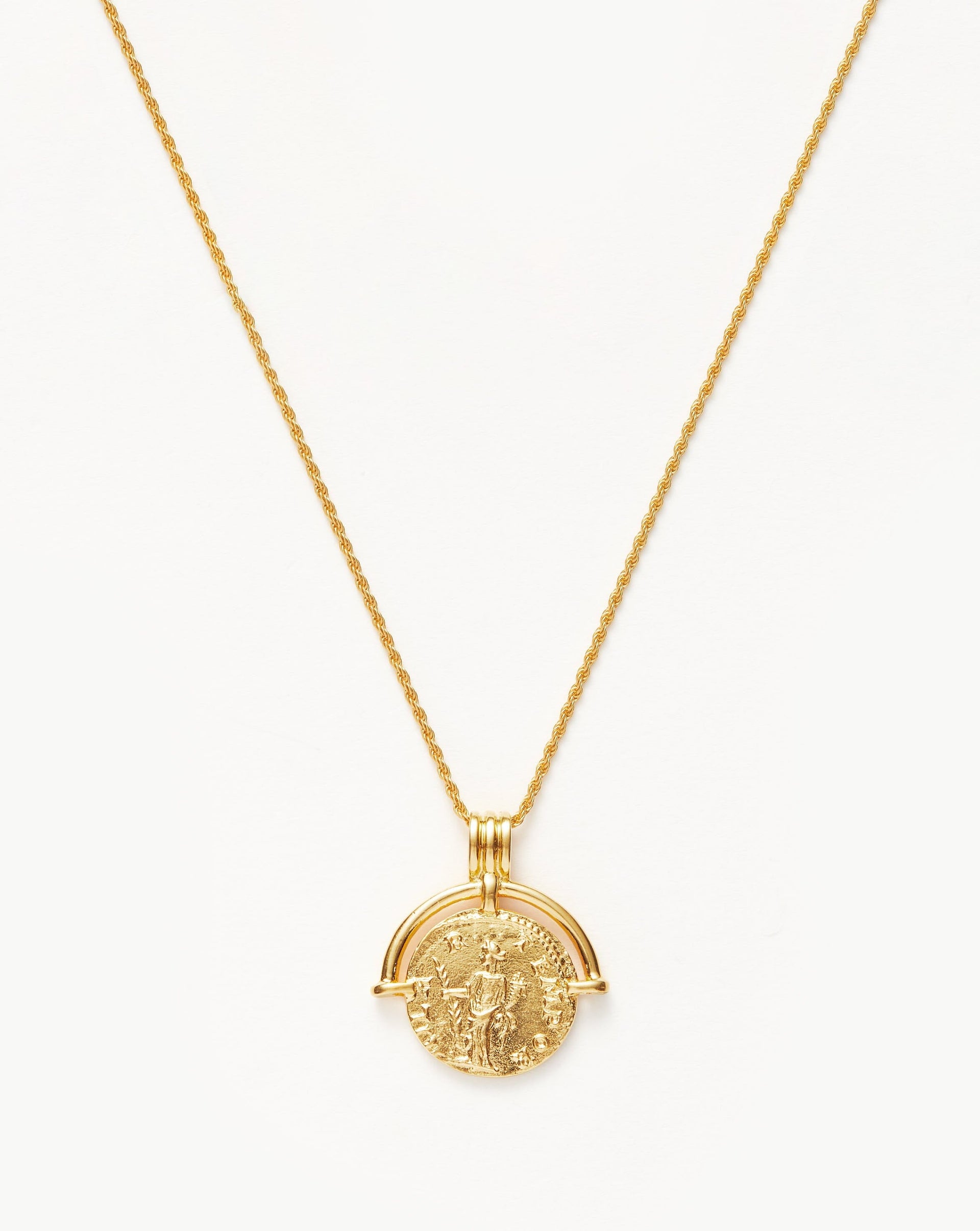 Lucy Williams Medium Engravable Roman Arc Coin Necklace | 18ct Gold Plated - 18ct Gold Plated