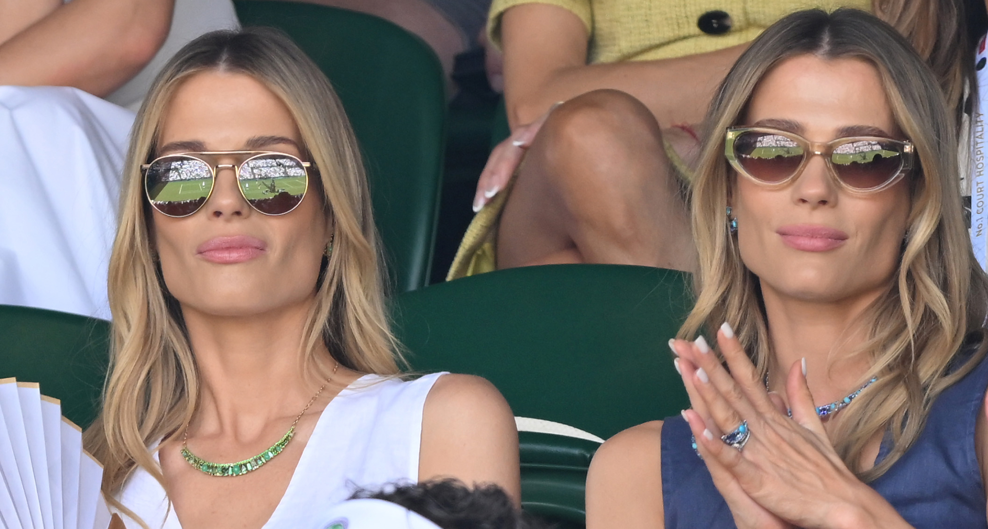 Lady Amelia Spencer and Lady Eliza Spencer in linen vests at Wimbledon 2026