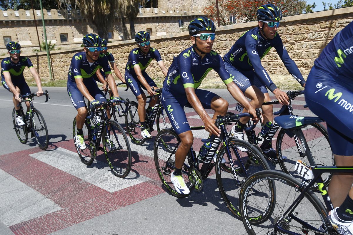 Nairo Quintana rides with Movistar on the rest day