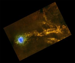 Dense filaments of gas in the IC5146 interstellar cloud, in an infrared photo from ESA’s Herschel space observatory.