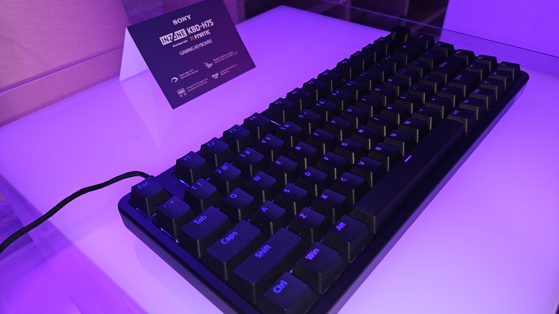 Sony Inzone KBD-H75 gaming keyboard on display at Gamescom