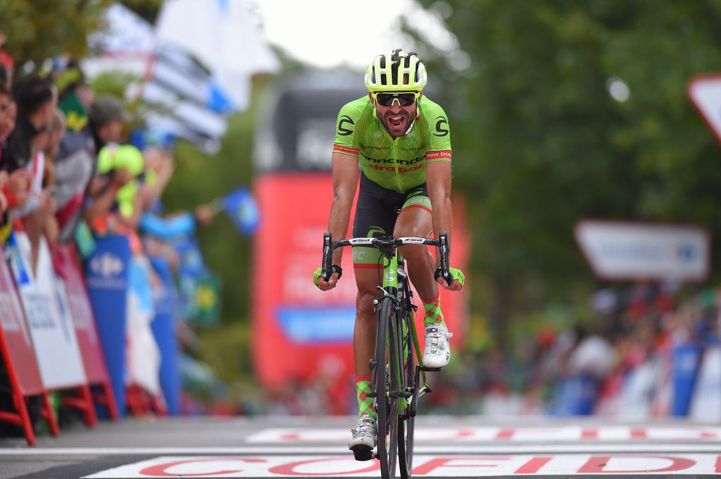 Moreno Moser (Cannondale-Drapac) crosses the line for third place