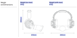 Dyson Zone weight and dimensions