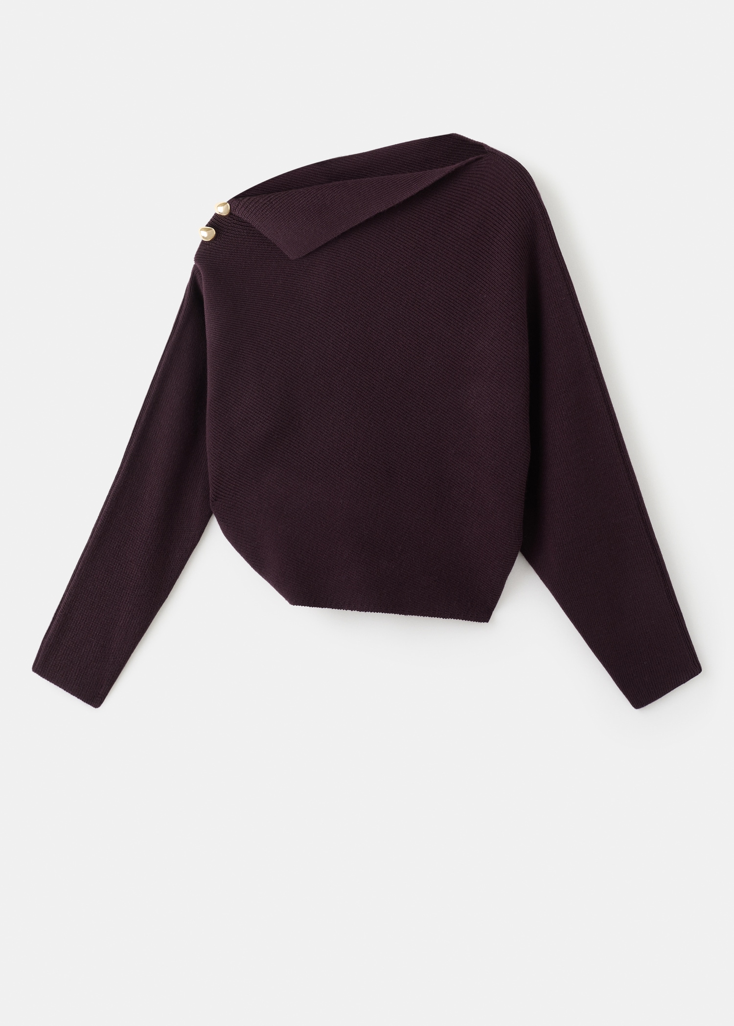 Sweater With Asymmetrical Neck and Jewel Buttons - Women | Mango Usa