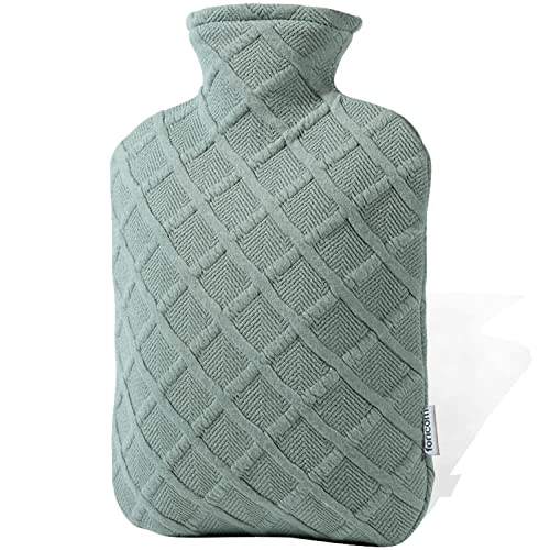 Foricom Hot Water Bottle With Cover,hot Water Bag for Pain Relief 2liter,heating Pad,hand Warmer,warming Bed.classic.bpa Free,close-Match(green)