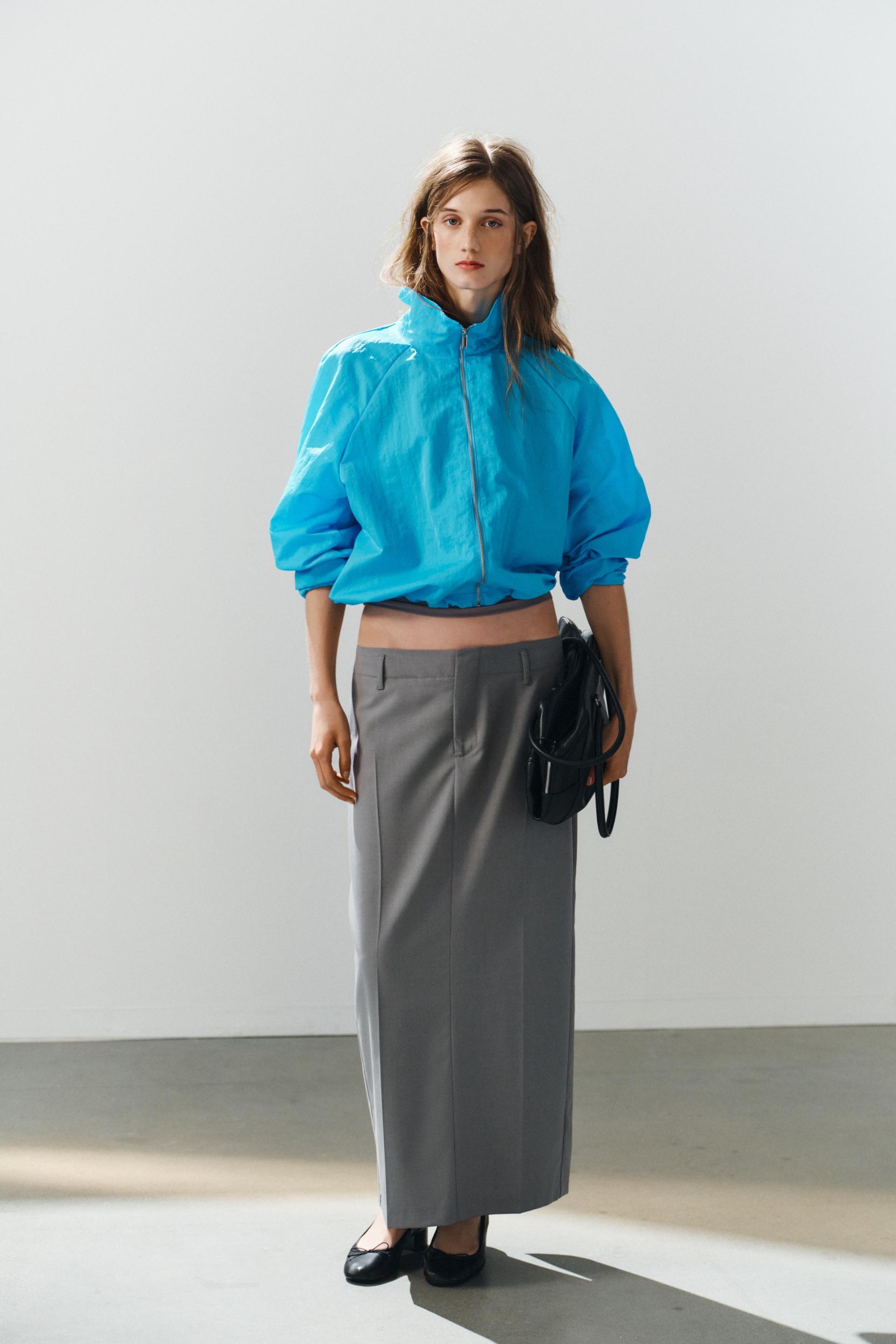 Technical Fabric Zip-Up Jacket - Turquoise - Xs