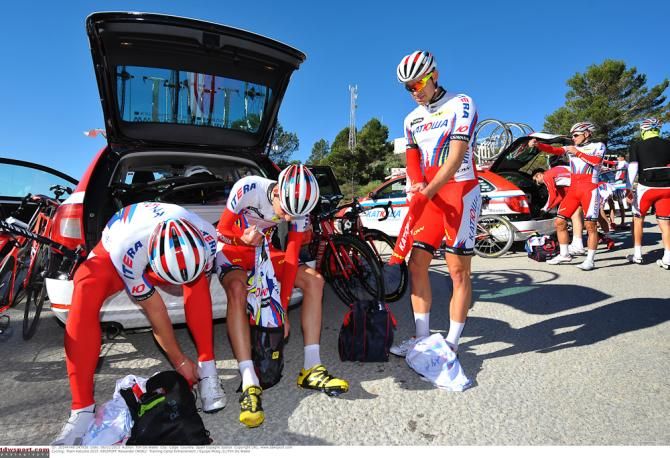Preparing for a team ride in Spain.