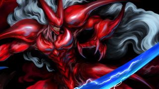 Creating the Anime concept art for video game Slave Zero X; a red demon waves a sword