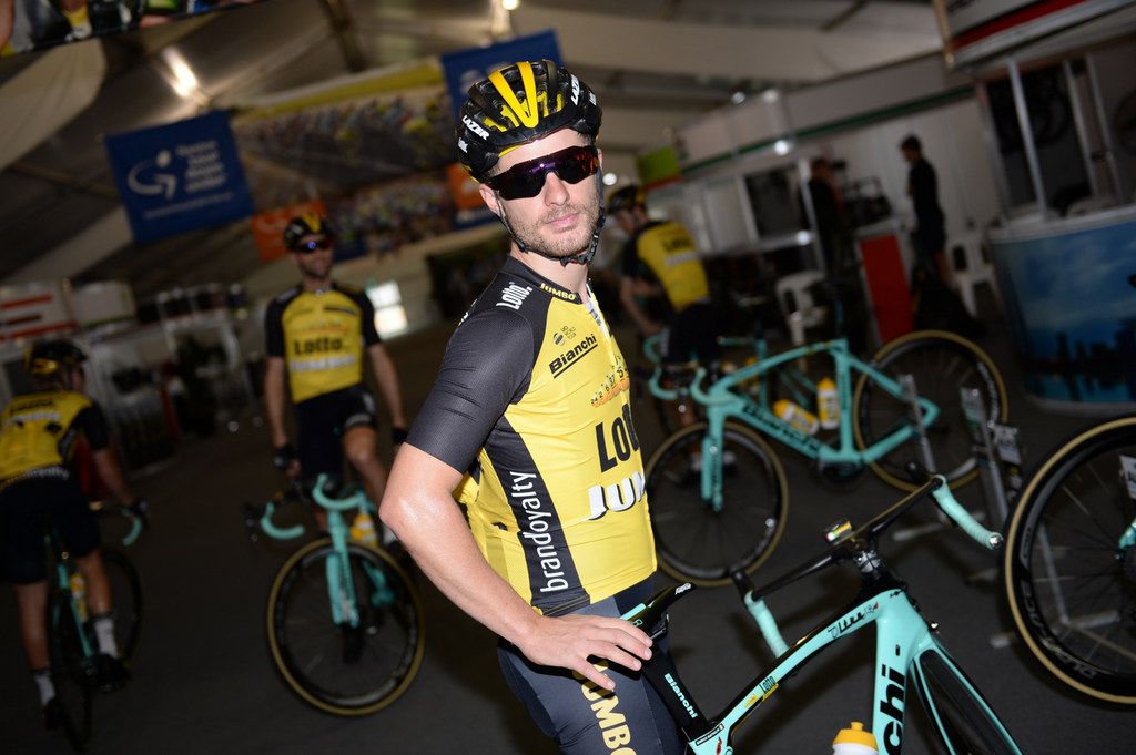 Enrico Battaglin strikes a pose before the training ride
